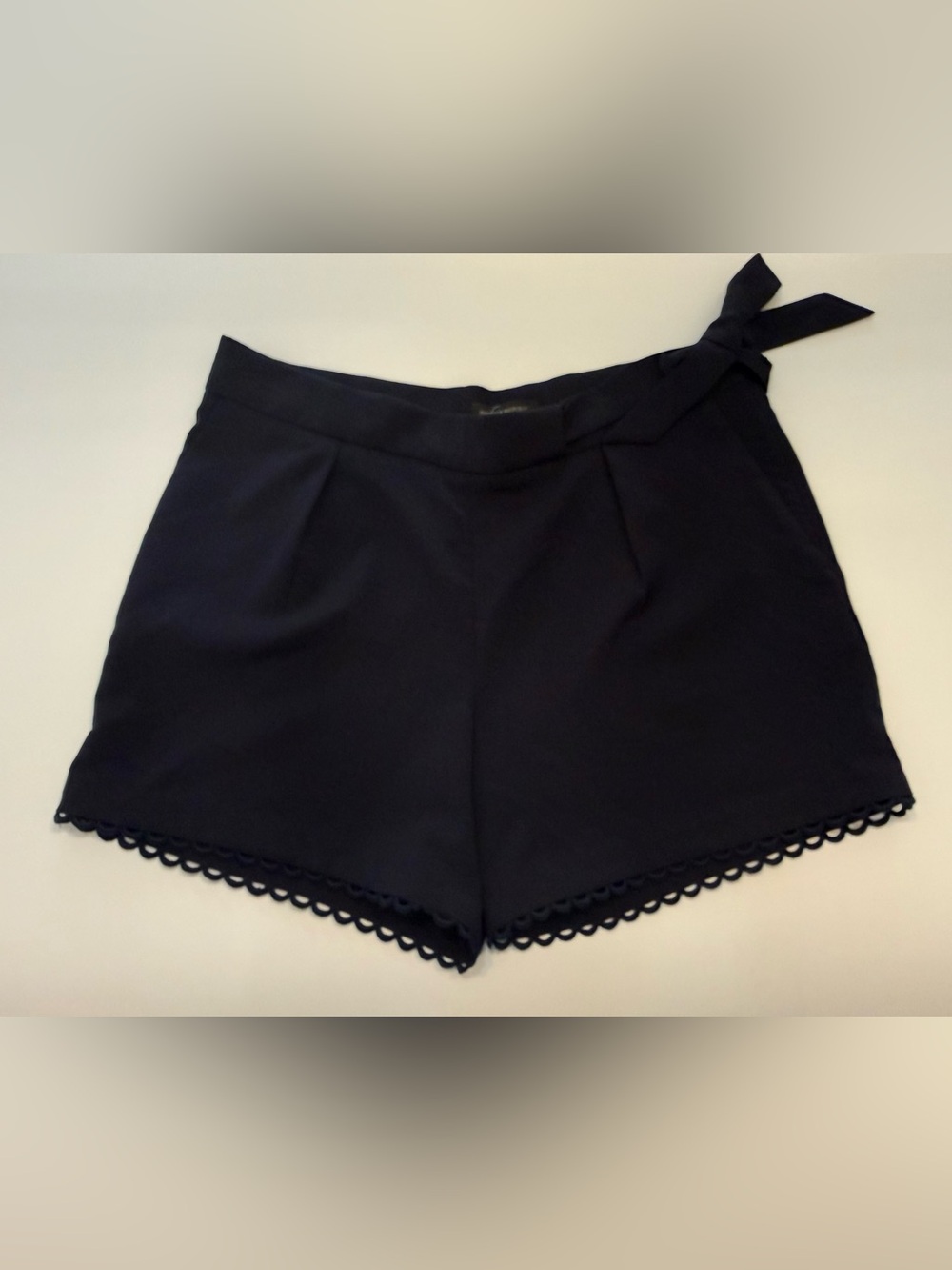 Banana Republic Navy Scallop-Hem Tie Waist High-Rise Shorts